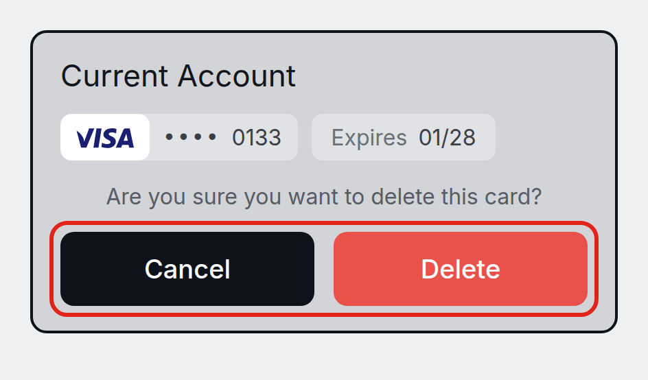 Smart Checkout - deleting a saved card