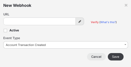 Account Transaction webhook