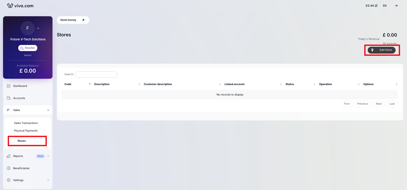 Add Website button