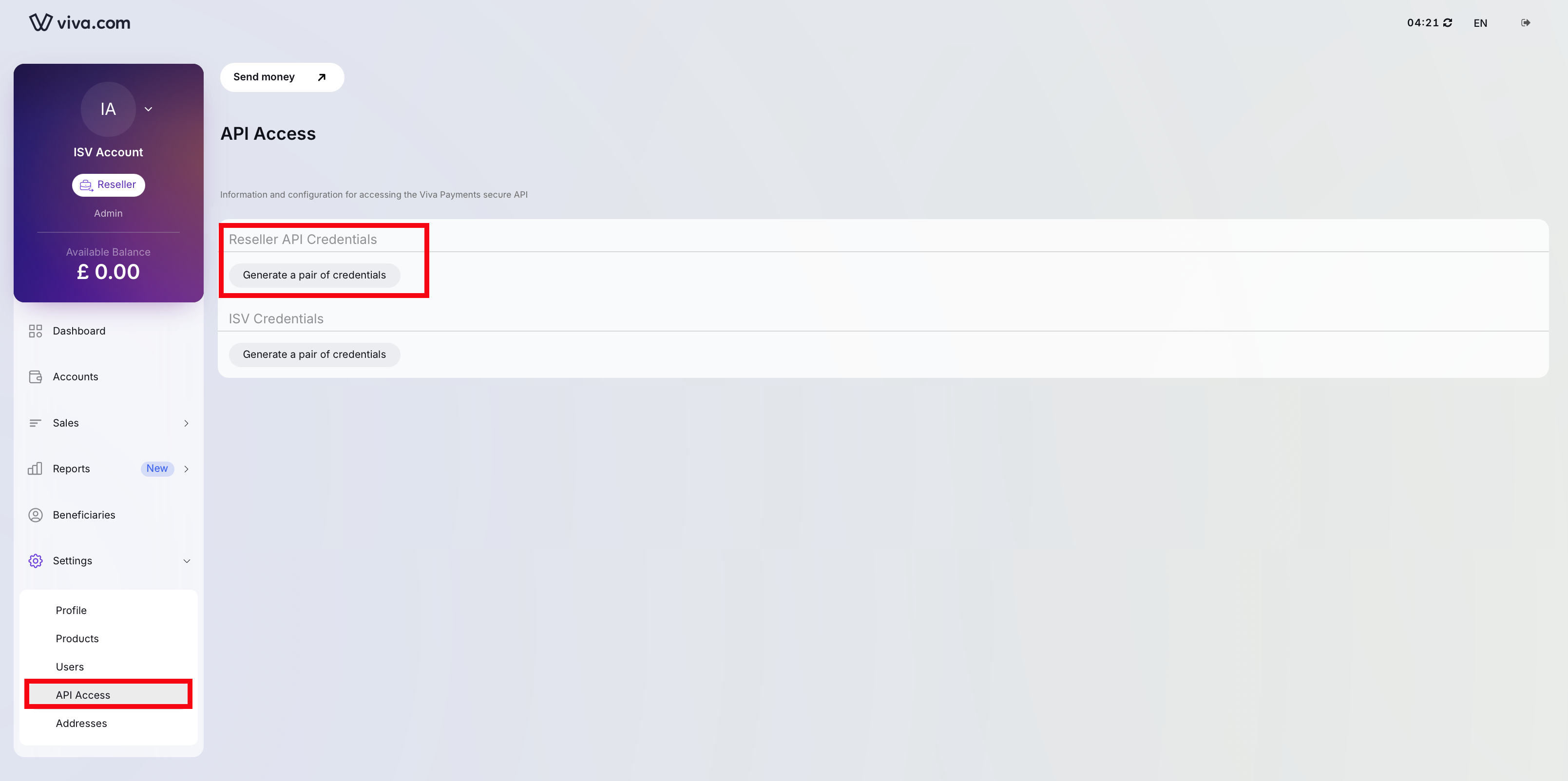 Reseller Credentials Access 1