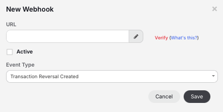 Transaction Reversal Created webhook