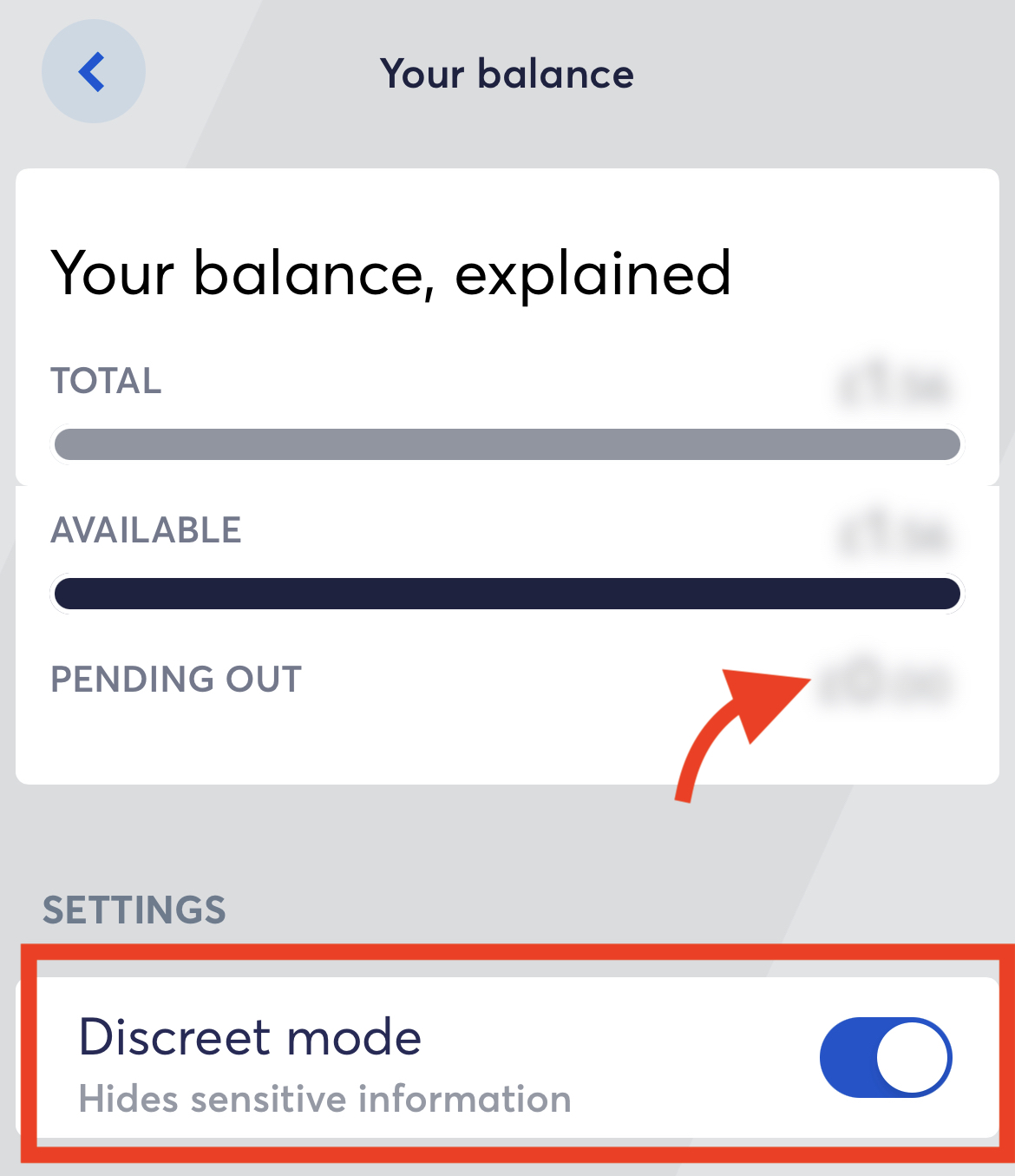 Banking app - Discreet mode