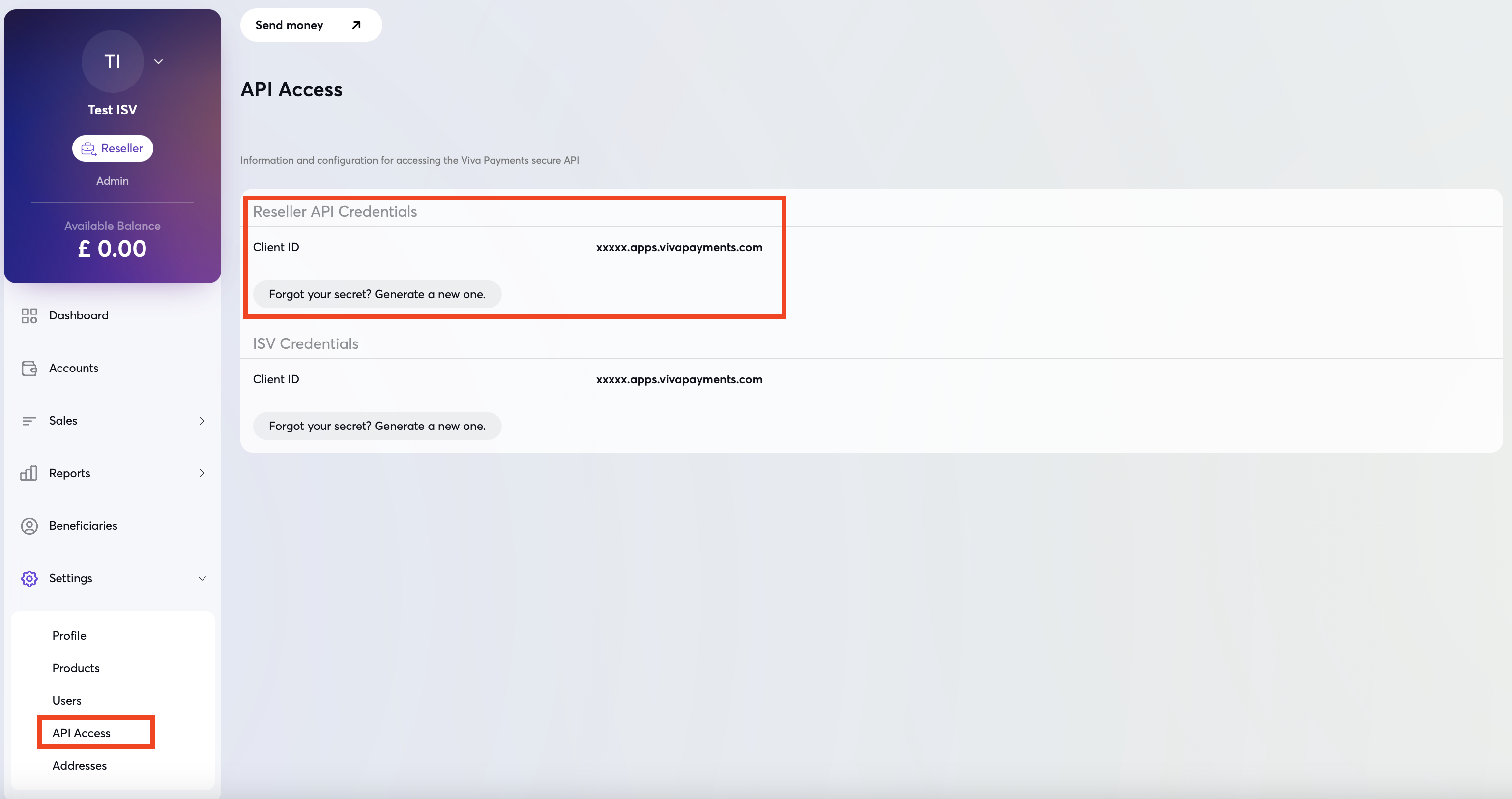 Reseller Credentials Access 2