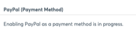 Enabling PayPal in progress