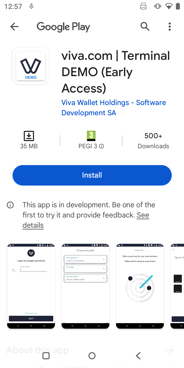 'Viva.com Terminal' application DEMO- Play Store