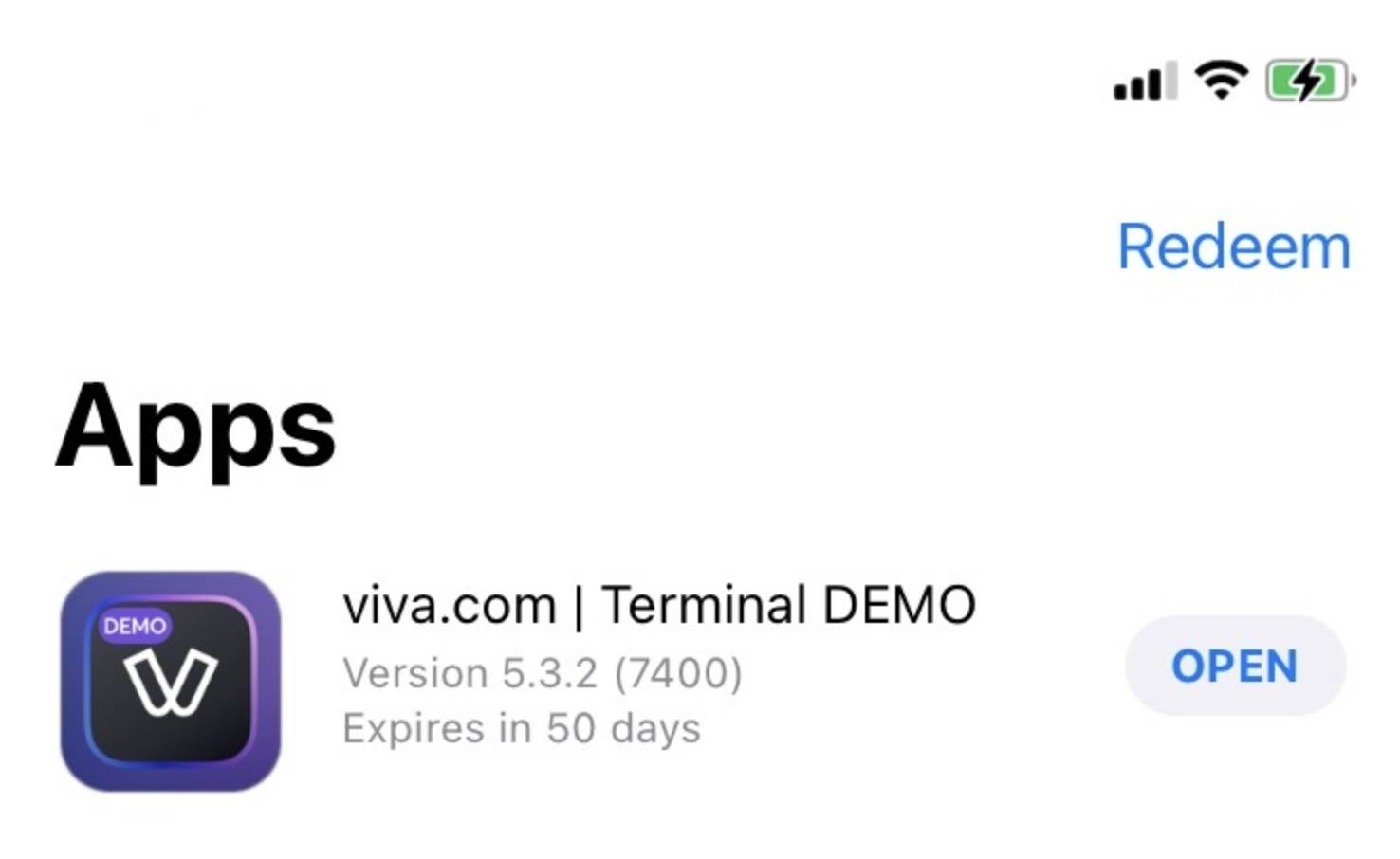 'Viva.com Terminal' application - open from TestFlight