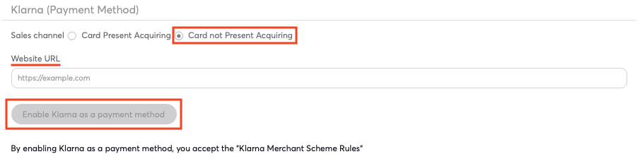 Enable Klarna as a payment method