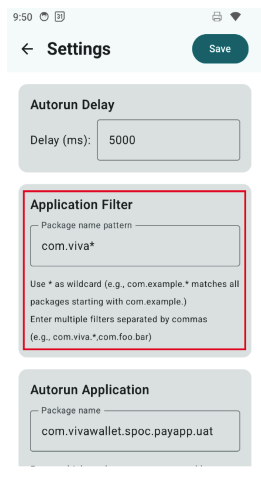 Launcher Configuration - Application Filter