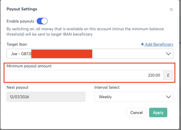 Minimum Payout Amount