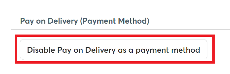 Pay on Delivery enabled as a payment method