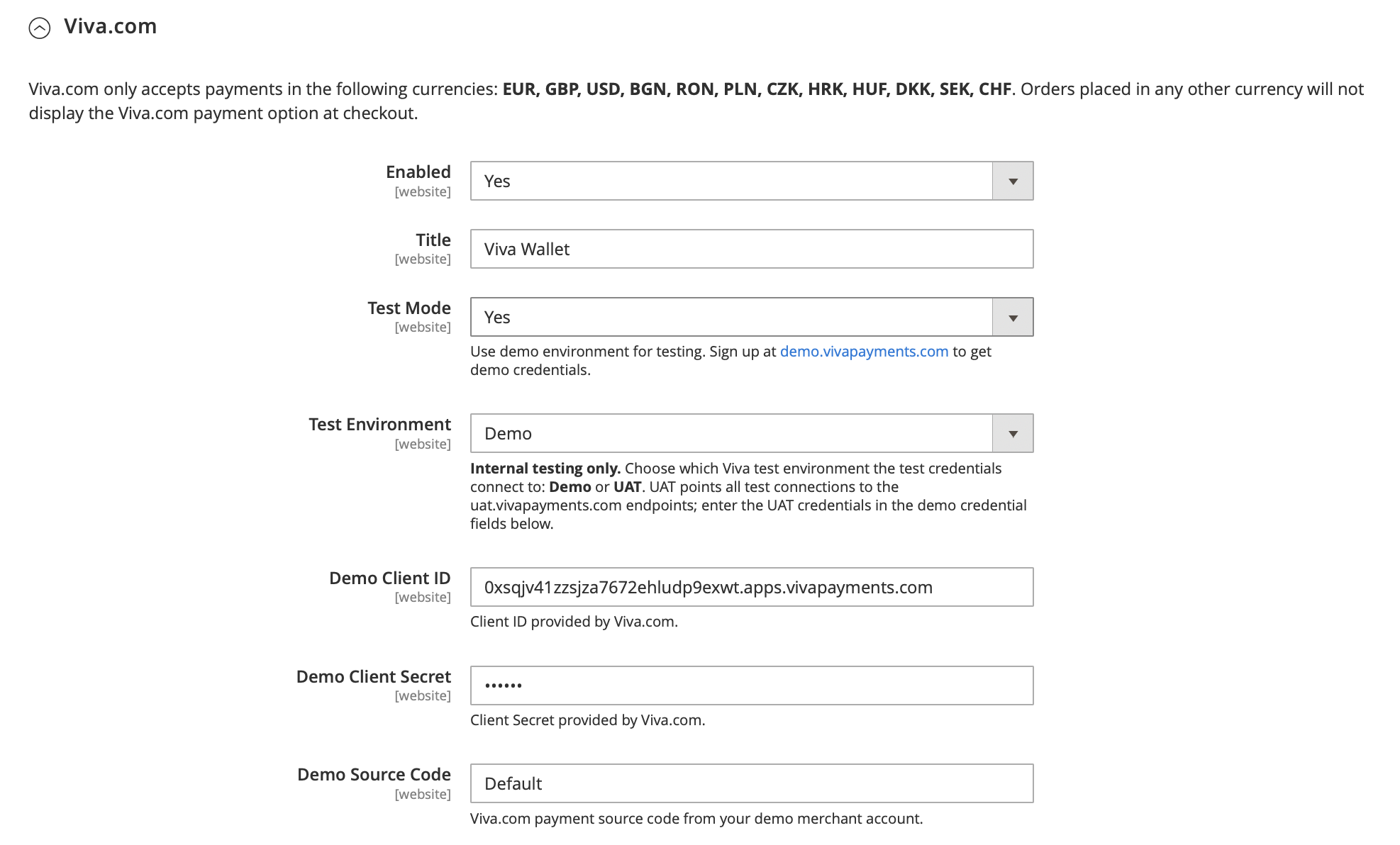 Admin native credentials configuration