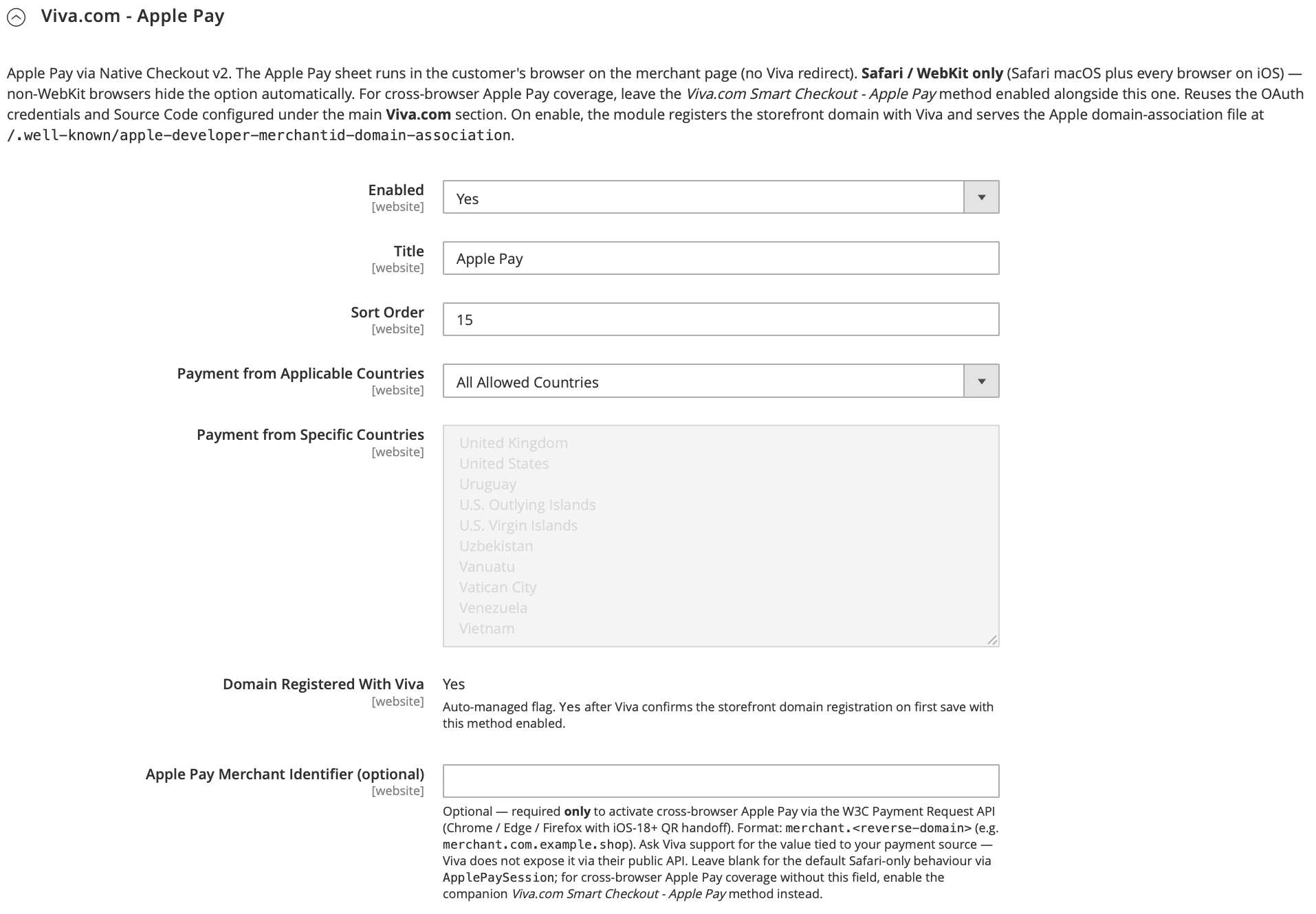Apple Pay configuration