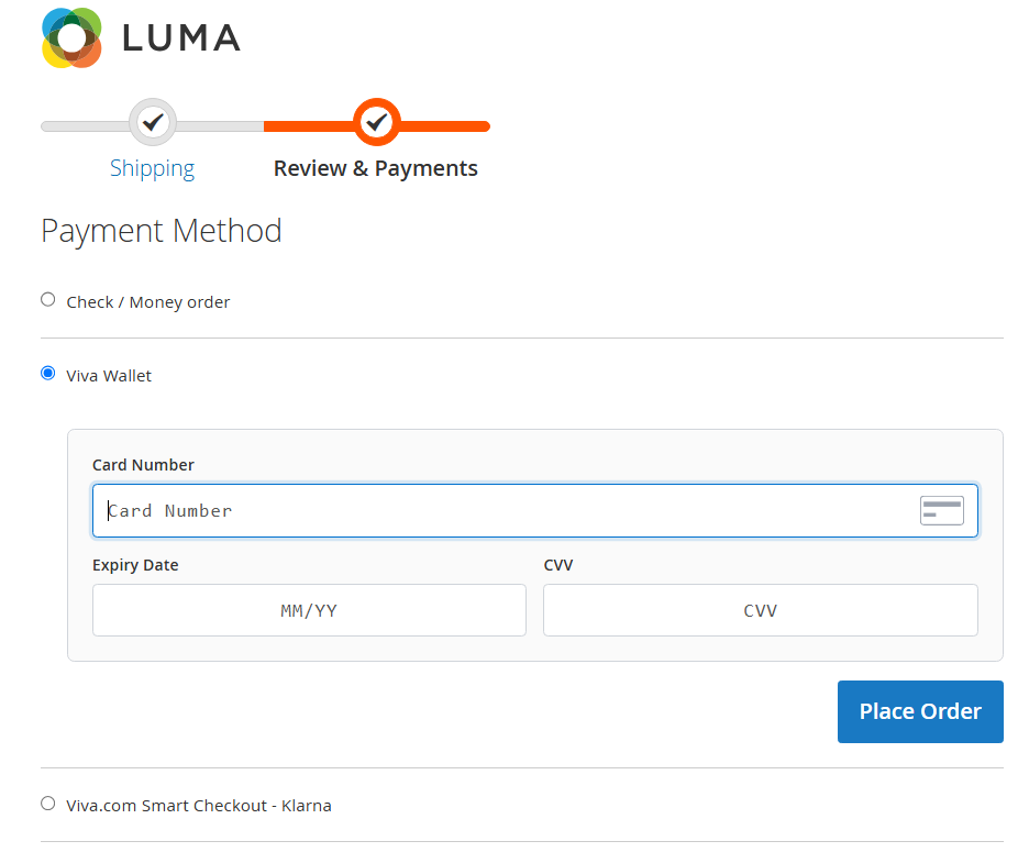 Embedded card payment form