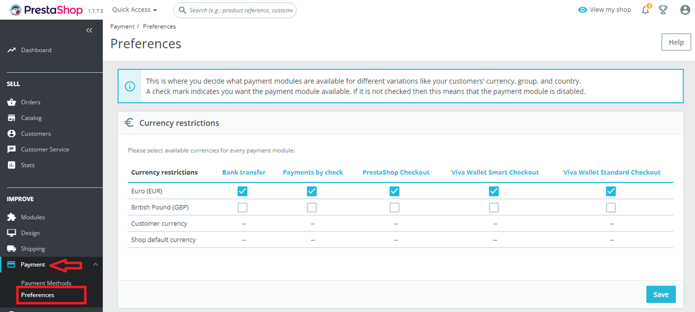 PrestaShop Preferences