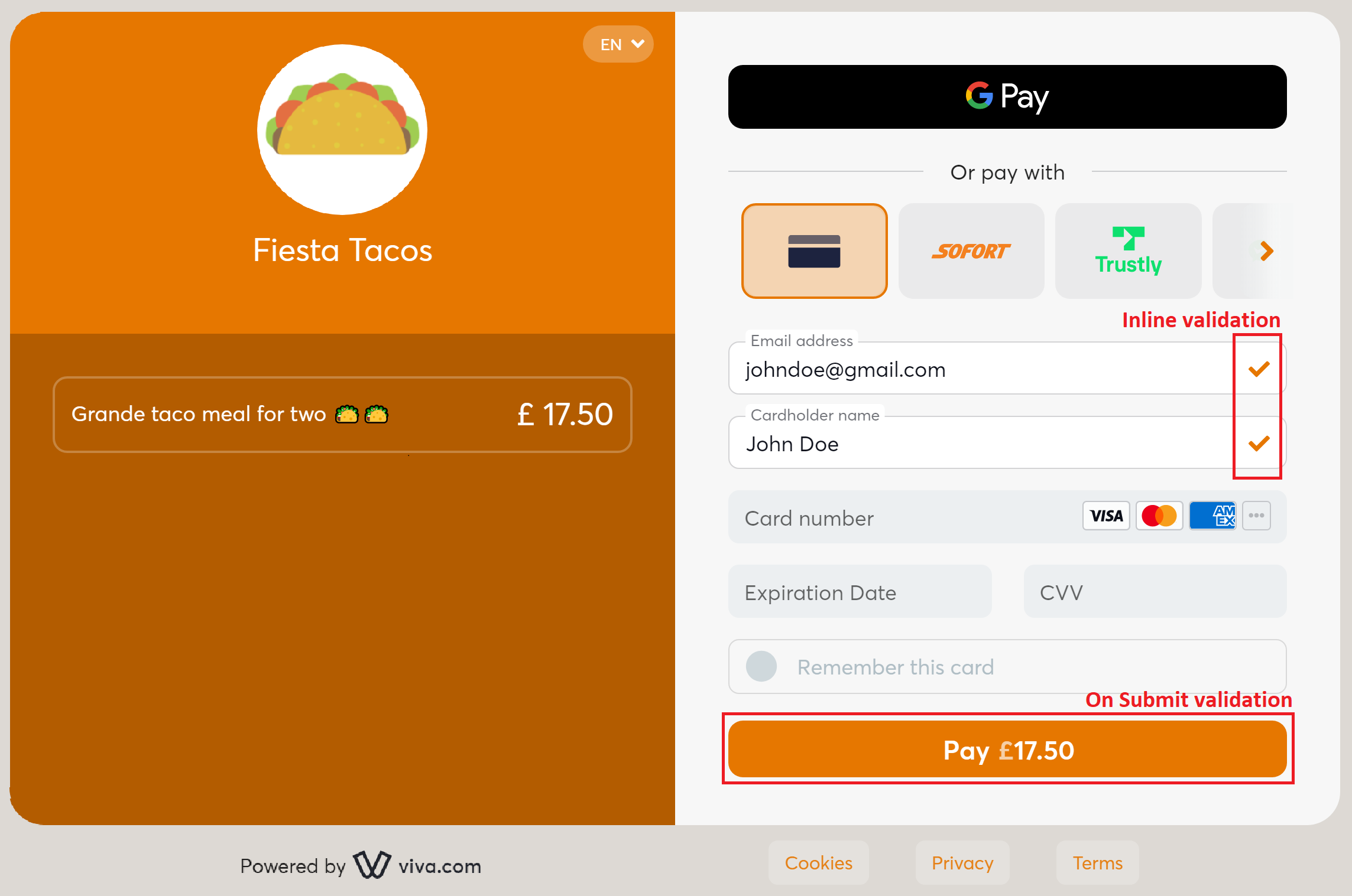 Smart Checkout - field validation