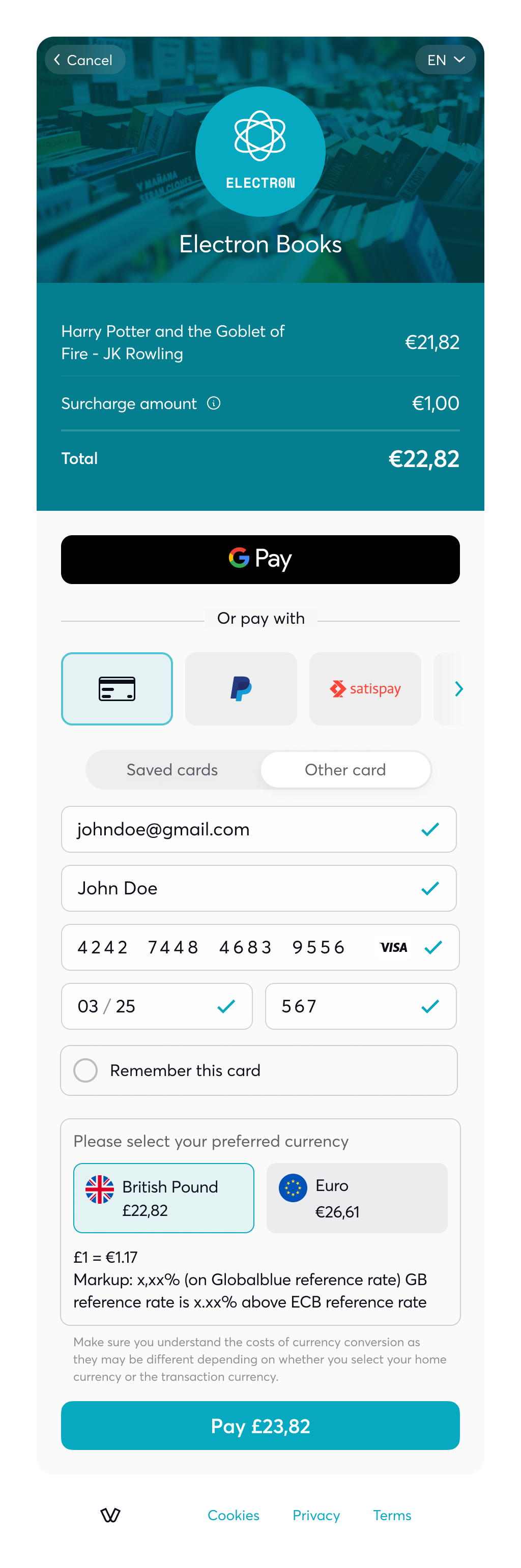 Surcharge - without tip