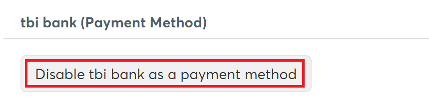 tbi bank enabled as a payment method